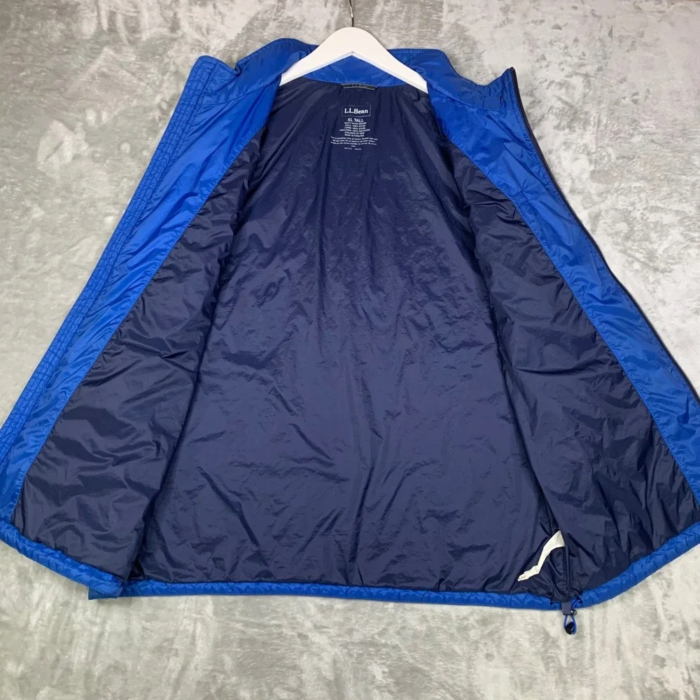 LL Bean Primaloft Packaway Vest Mens XL Tall Quilted Blue Full Zip Outdoor Hike‎